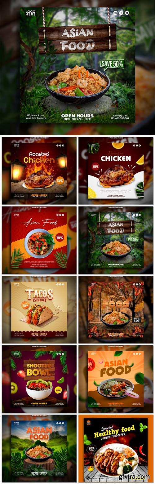 Food social media promotion psd flyer template vol 12