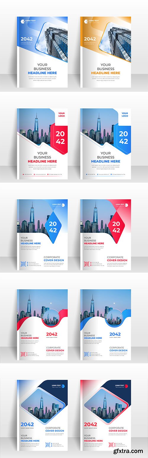 Vector modern corporate business annual report book cover or brochure cover template design vol 1
