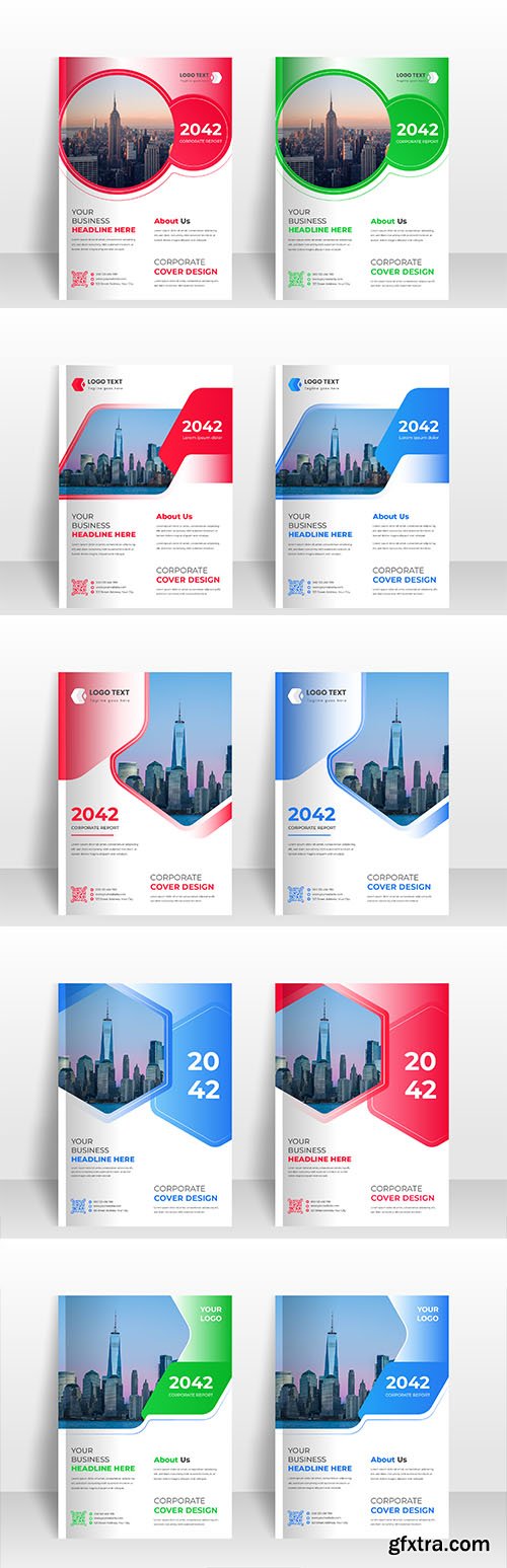 Vector modern corporate business annual report book cover or brochure cover template design vol 2