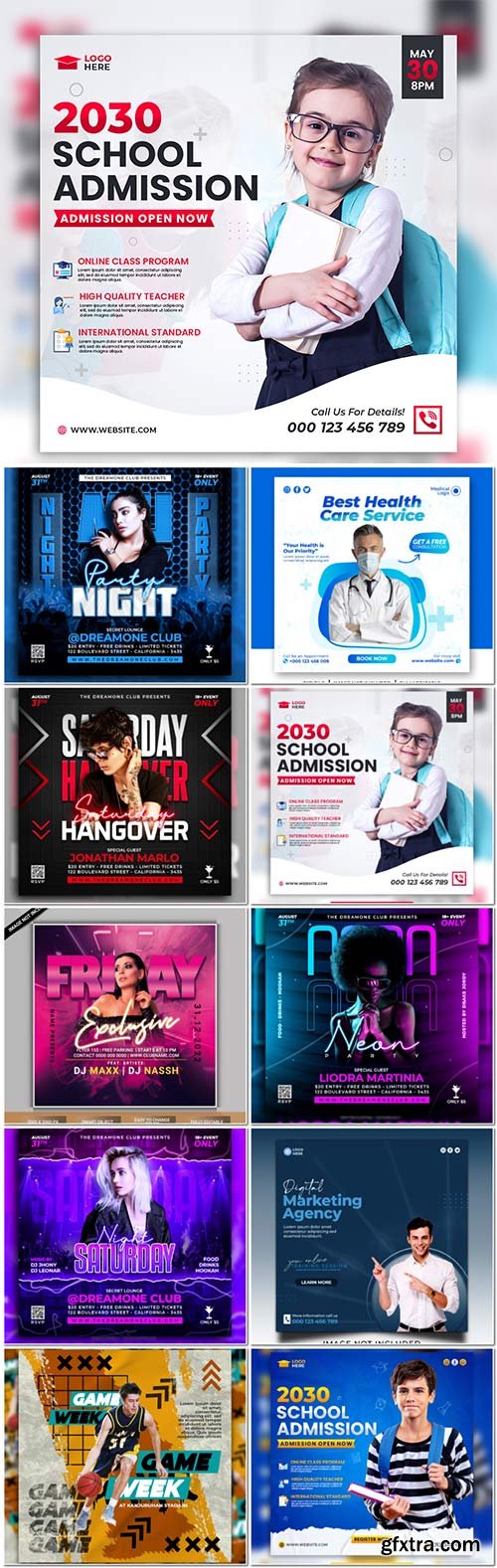 Flyer social media post, template banner psd set vol 26