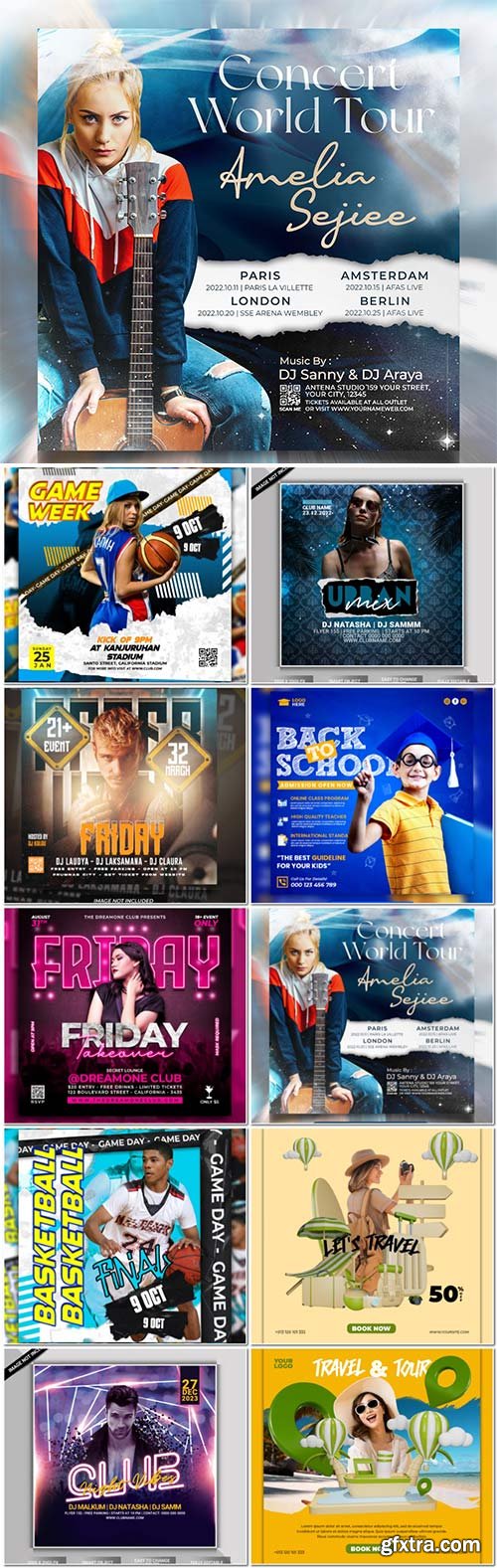 Flyer social media post, template banner psd set vol 24