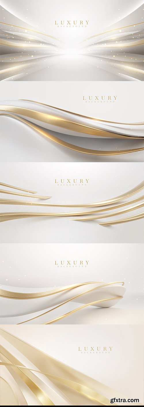 White vector background with golden line elements and light effect