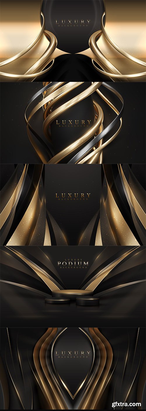 Gold luxury background with black with line decoration and glitter light effect