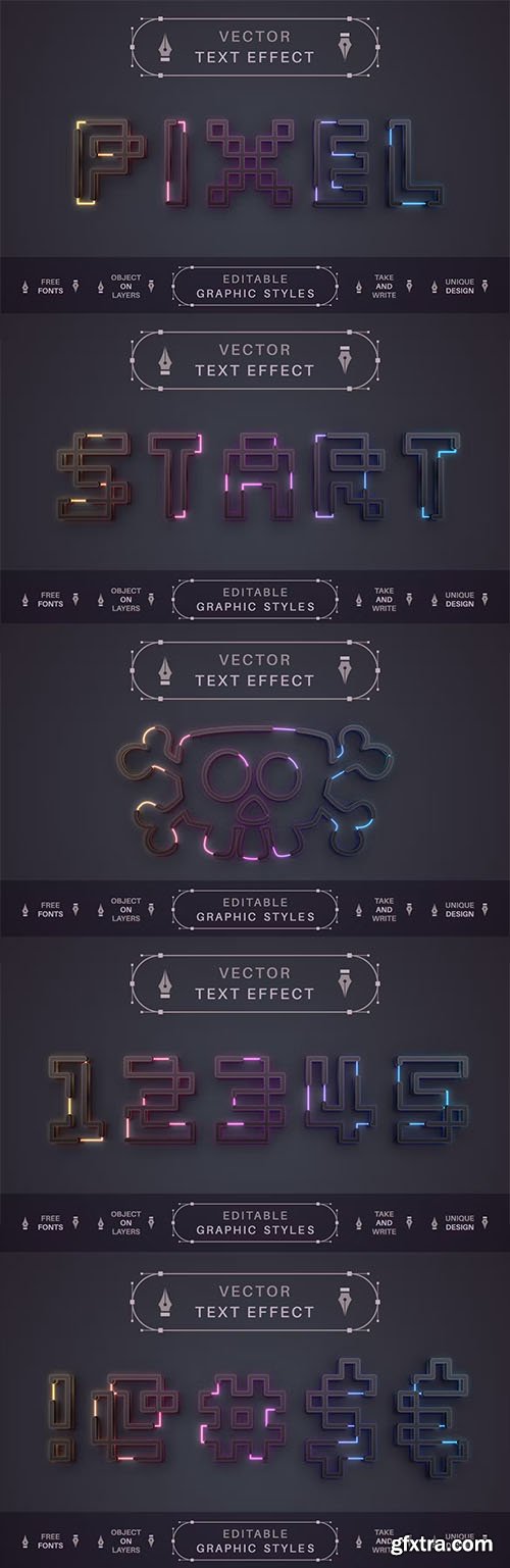 Pixel - editable text effect, font style Pixel - editable text effect, font style