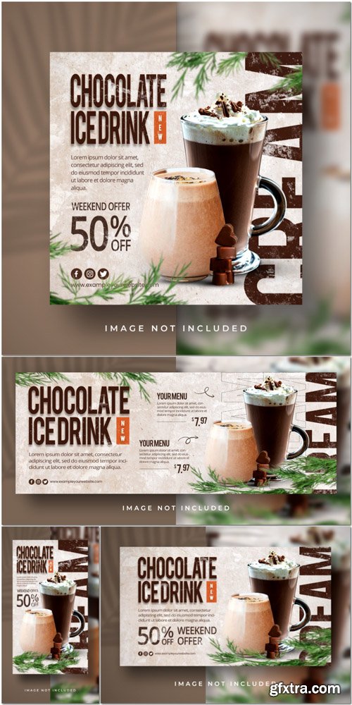 PSD ice coffee chocolatte special sweet drink menu social media instagram post stories banner template PSD ice coffee chocolatte special sweet drink menu social media instagram post stories banner template