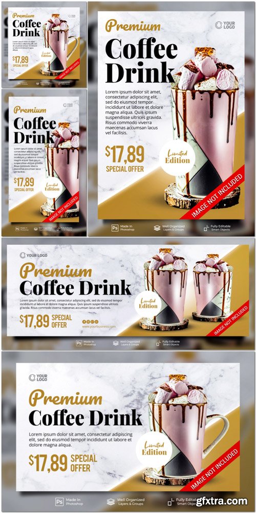 PSD premium coffee drink limited edition with decoration social media instagram post feed banner template PSD premium coffee drink limited edition with decoration social media instagram post feed banner template