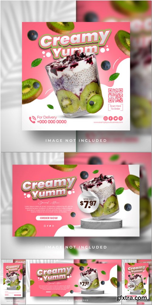 PSD ice cream yummy special menu promotion for cafe restaurant poster flyer banner template PSD ice cream yummy special menu promotion for cafe restaurant poster flyer banner template