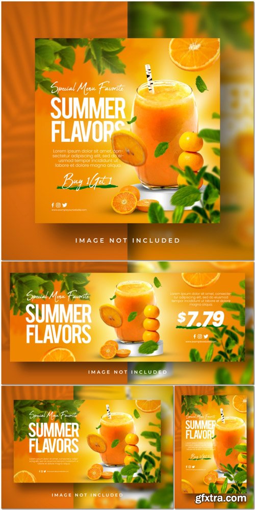 PSD orange juice fresh drink special menu favorite social media instagram post feed banner template PSD orange juice fresh drink special menu favorite social media instagram post feed banner template
