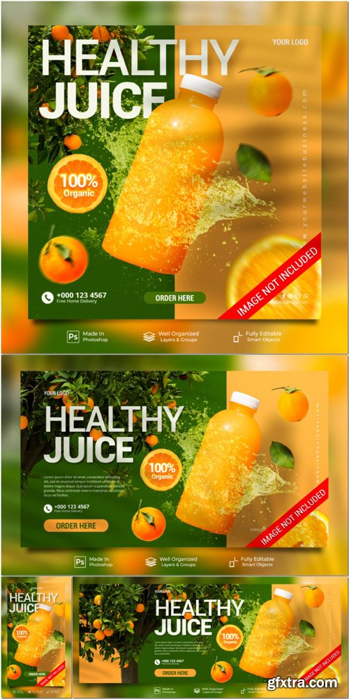 PSD healthy orange juice drink menu restaurant special for promotion post website banner template PSD healthy orange juice drink menu restaurant special for promotion post website banner template