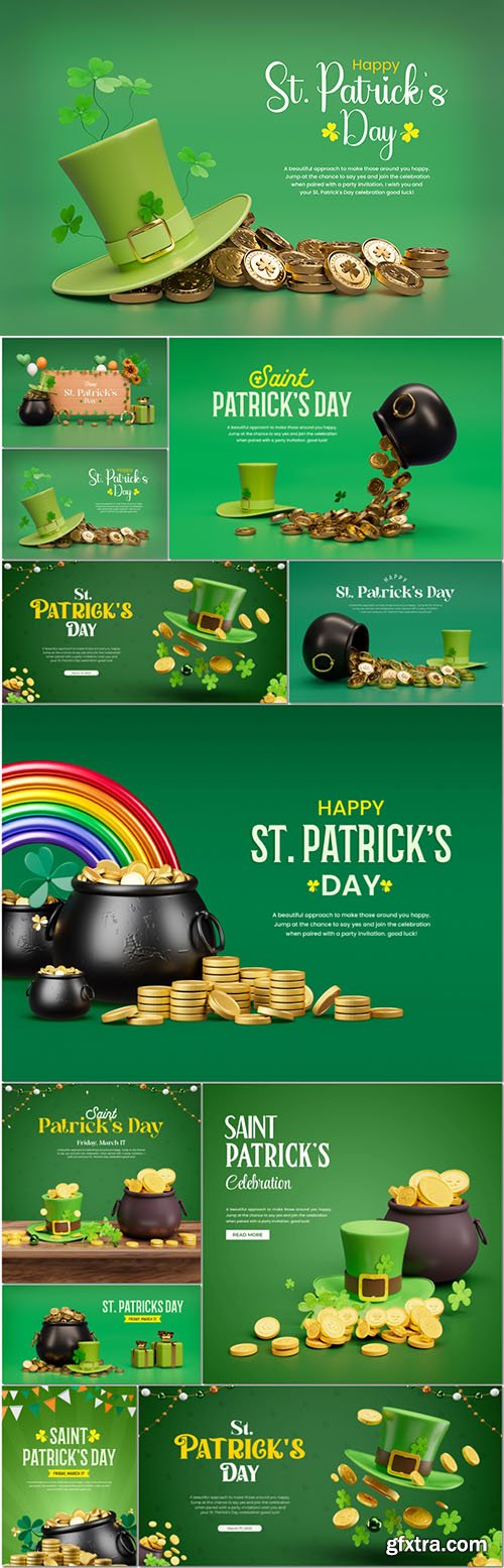 Saint patrick's day psd 3d social media banner design template Saint patrick's day psd 3d social media banner design template