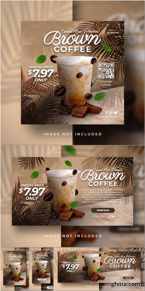 PSD brown sugar coffee series special sweet menu for promotion poster flyer display banner template PSD brown sugar coffee series special sweet menu for promotion poster flyer display banner template
