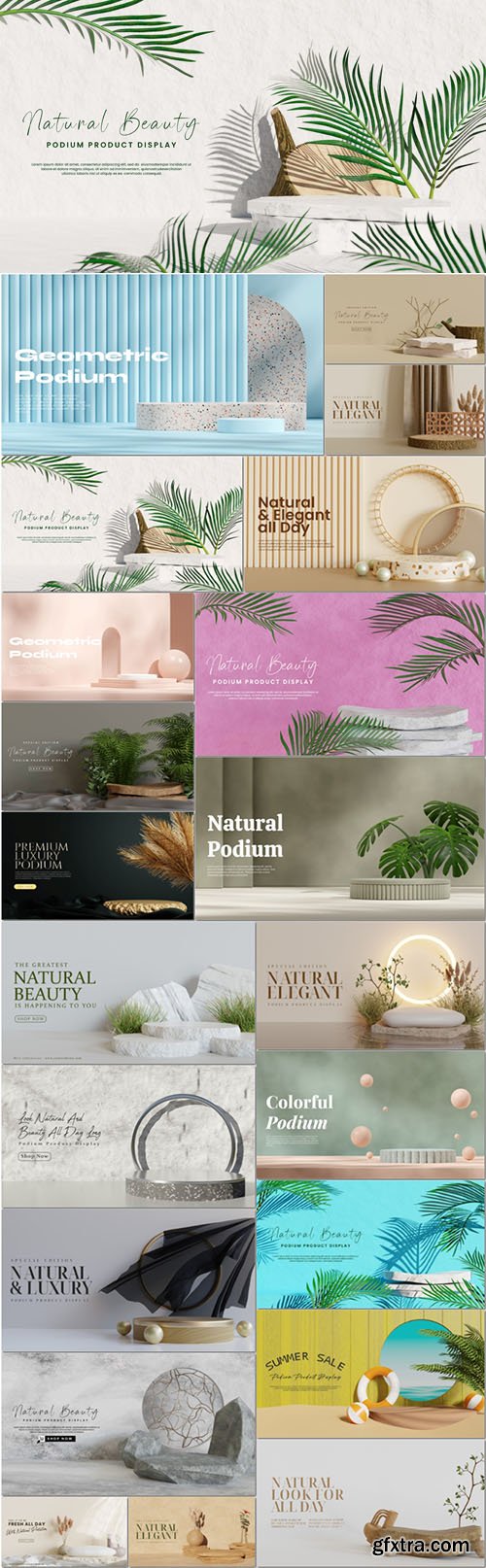 PSD set podium for product presentation PSD set podium for product presentation