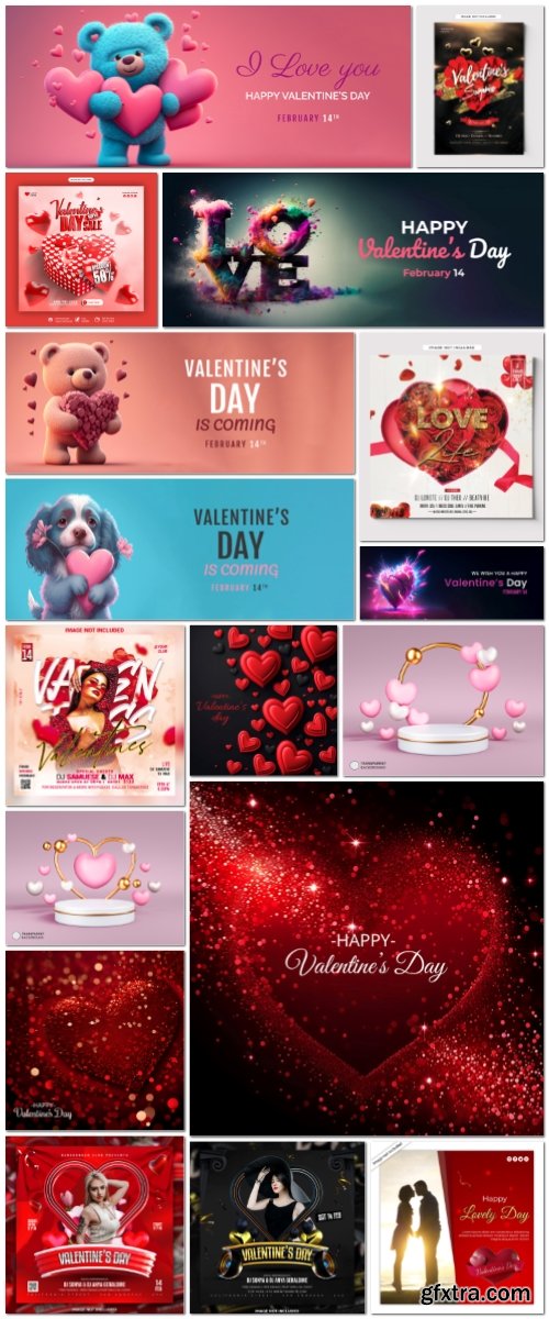 Happy valentines day psd set Happy valentines day psd set