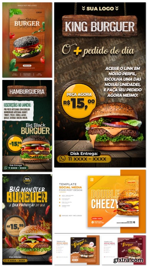 Burger and food menu psd set Burger and food menu psd set