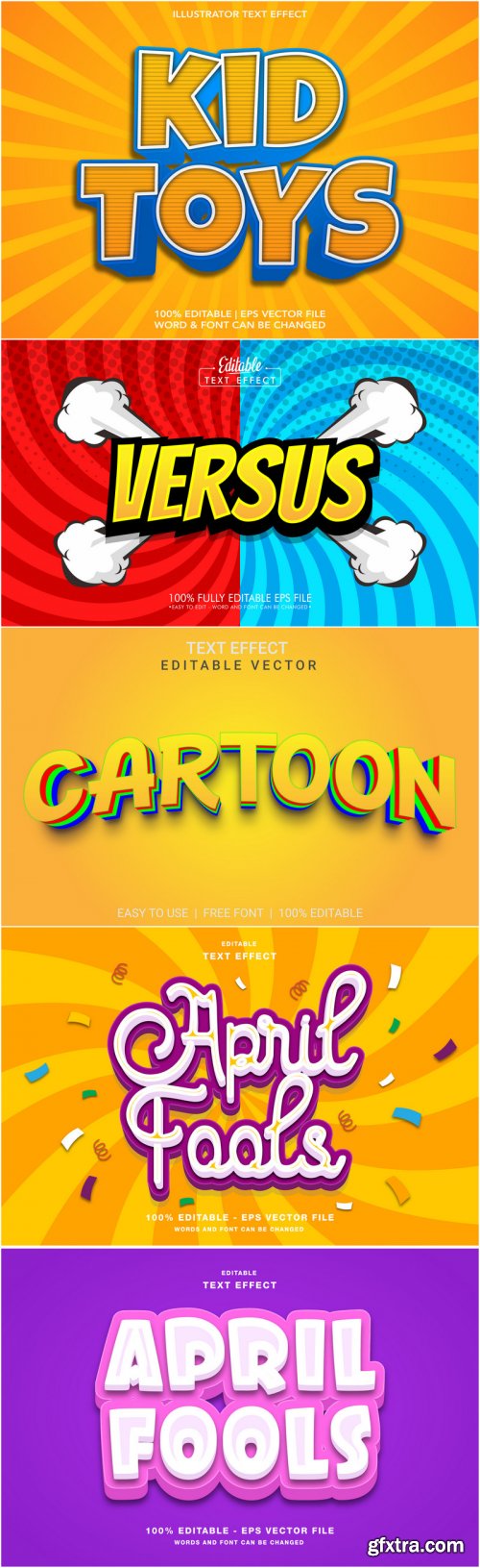Comic Editable Text Effect, Cartoon Comic Background 25 vector set