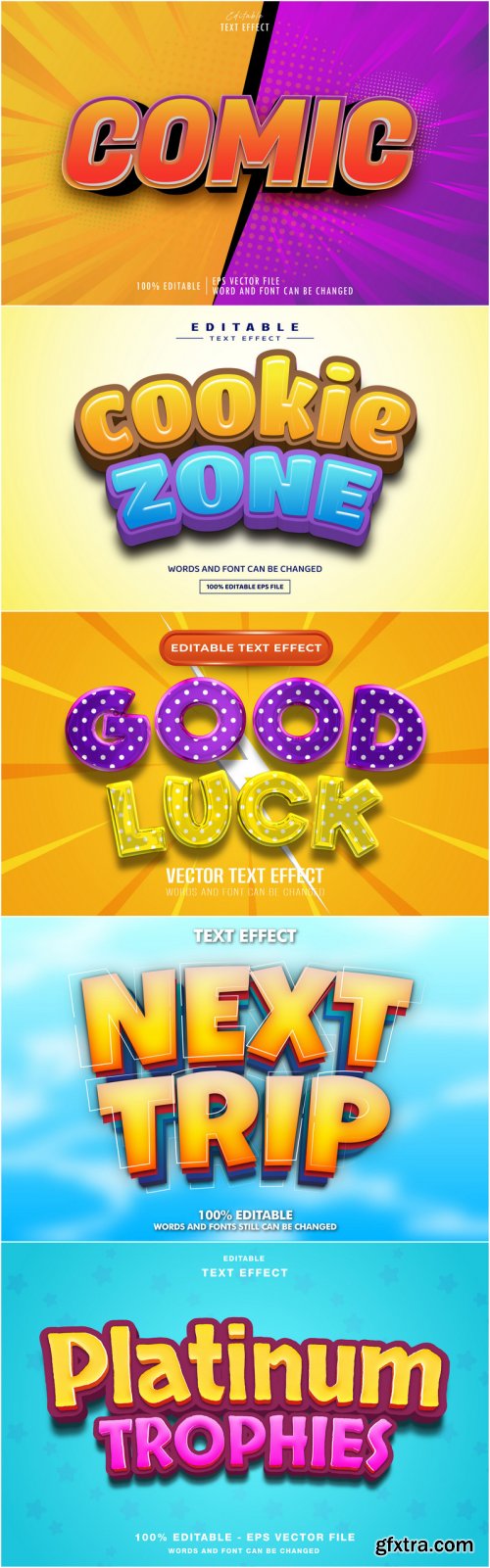 Comic Editable Text Effect, Cartoon Comic Background 25 vector set