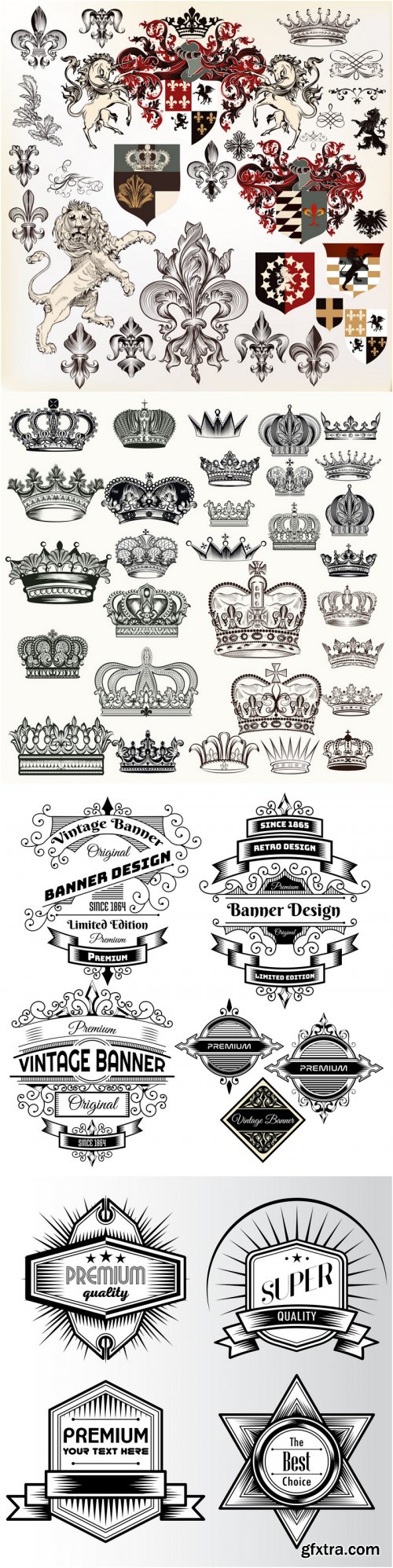 Calligraphic vintage flourishes, label 21 vector set