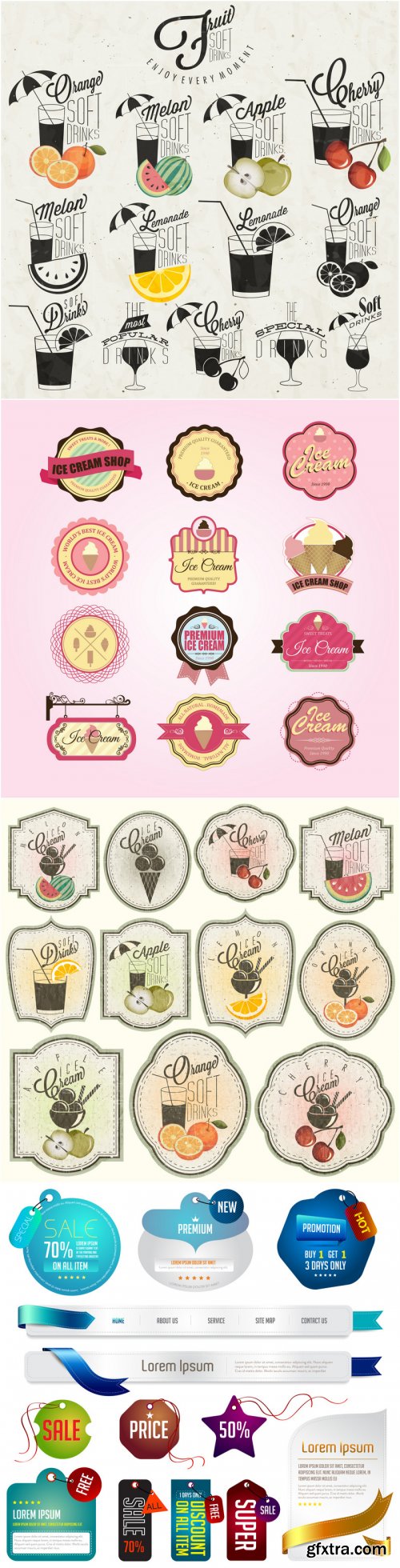 Food and Drink Labels Vector Set 20