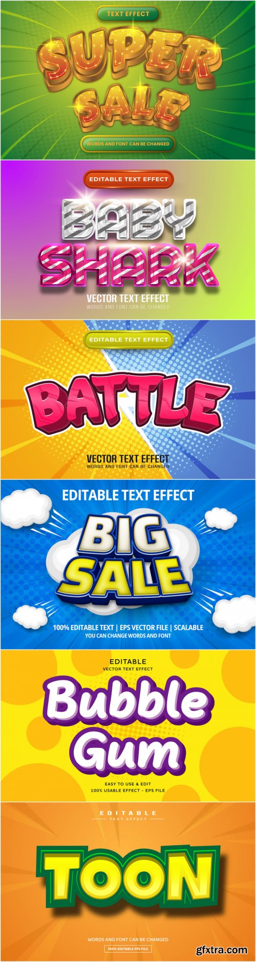 Comic Editable Text Effect, Cartoon Comic Background 21 vector set