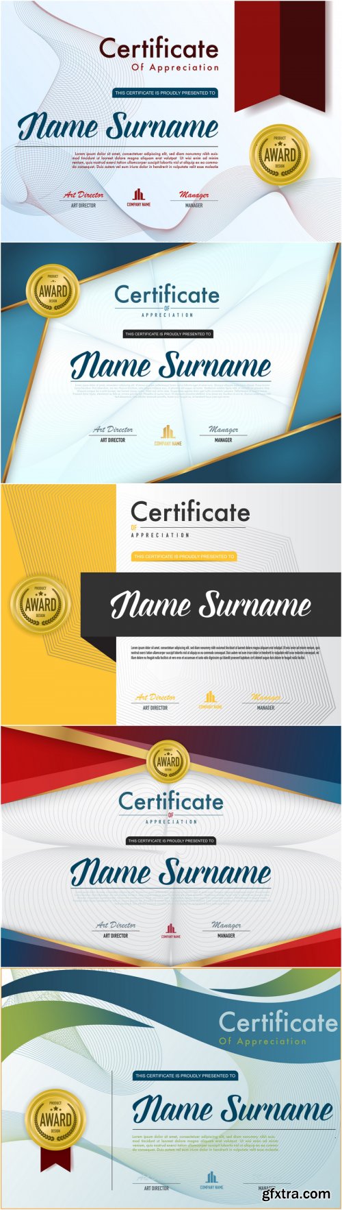 Certificates and Diplomas, Vector Set 21