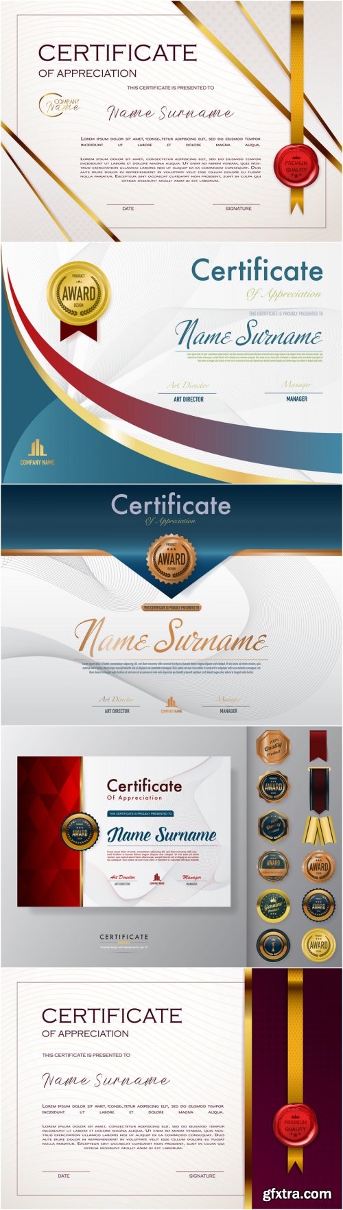 Certificates and Diplomas, Vector Set 21
