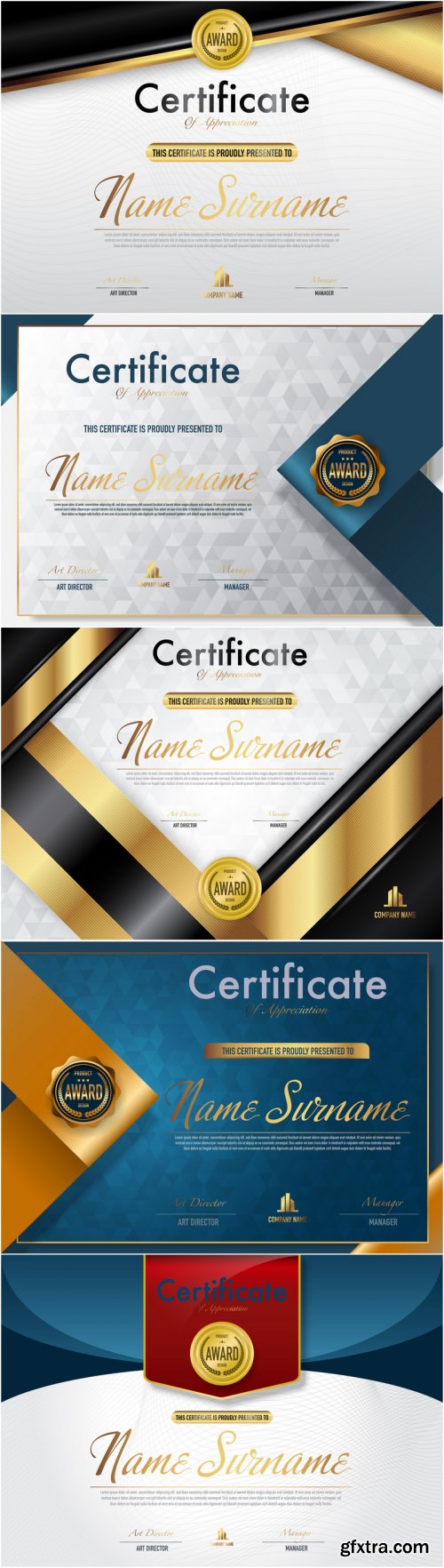 Certificates and Diplomas, Vector Set 21
