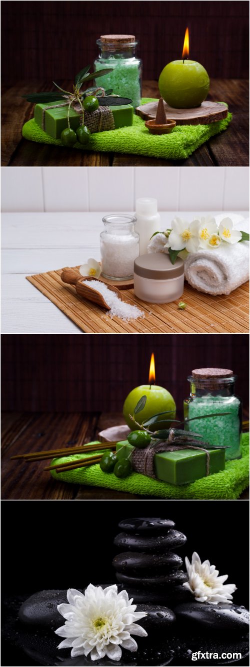 Spa themes setting and health care items - stock photo set 24