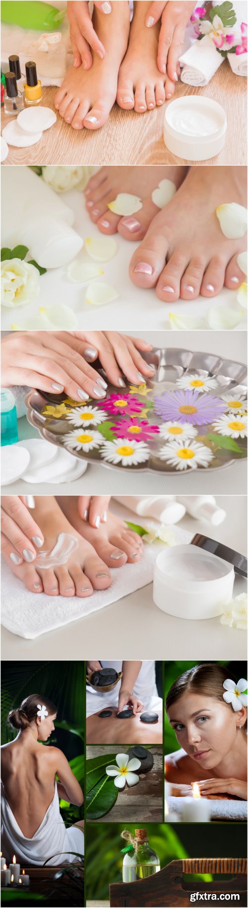 Spa themes setting and health care items - stock photo set 24