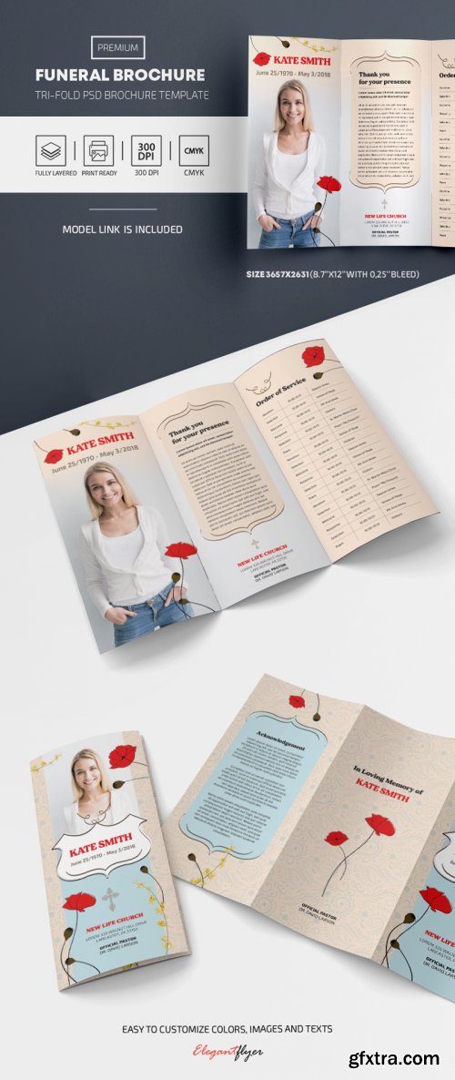 Premium Funeral brochure template tri-fold vol 2