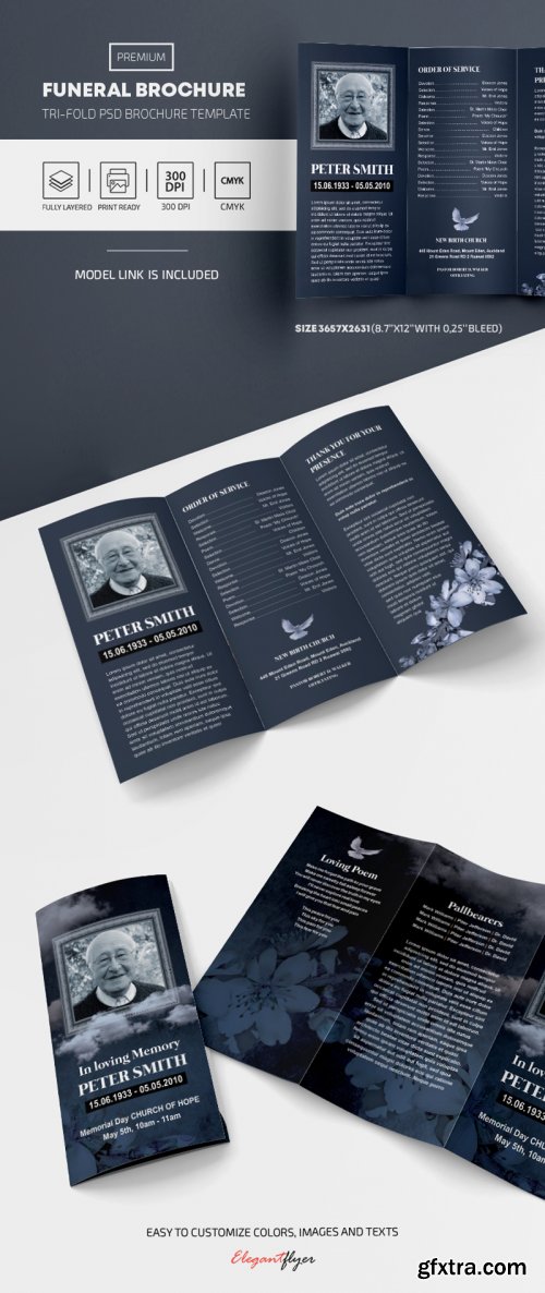 Premium Funeral brochure template tri-fold