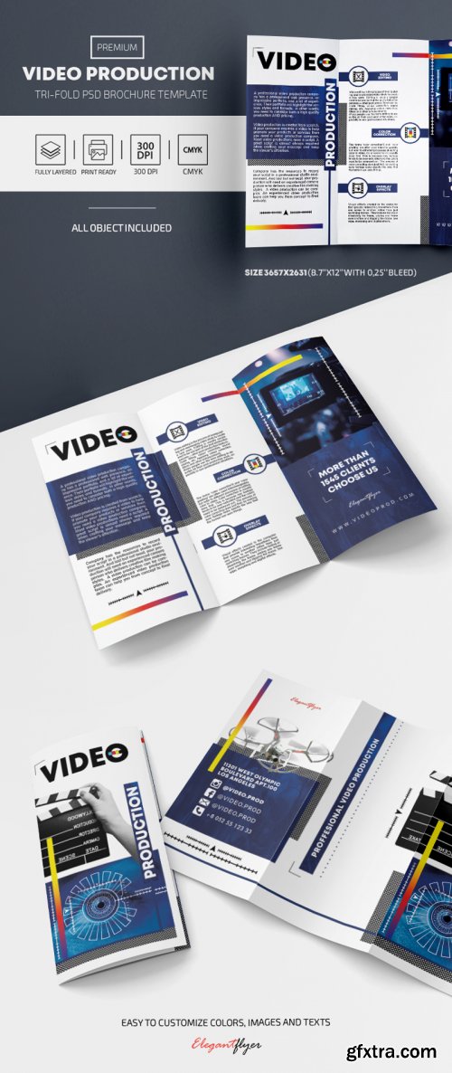 Video Production – Premium PSD Tri-Fold Brochure Template