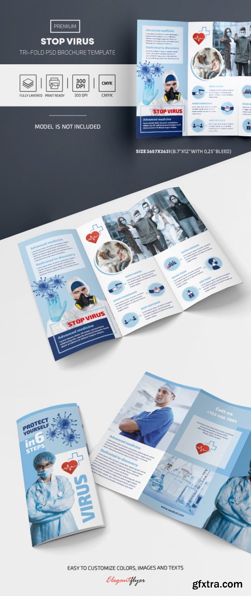 Virus brochure template tri-fold