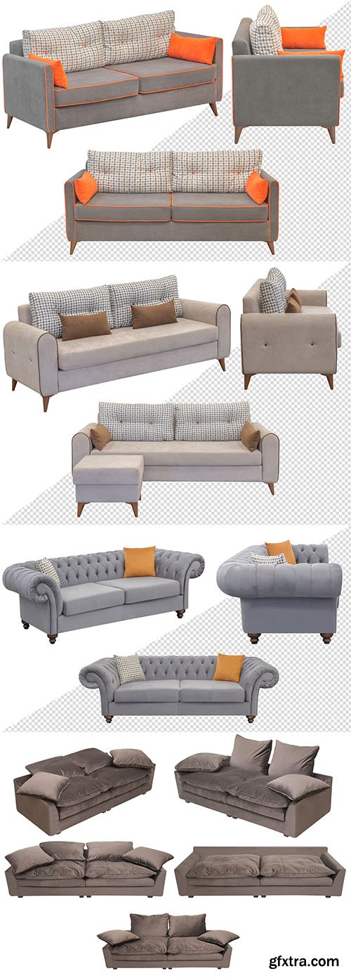 PSD sofa for office or home in different angles interior element PSD sofa for office or home in different angles interior element