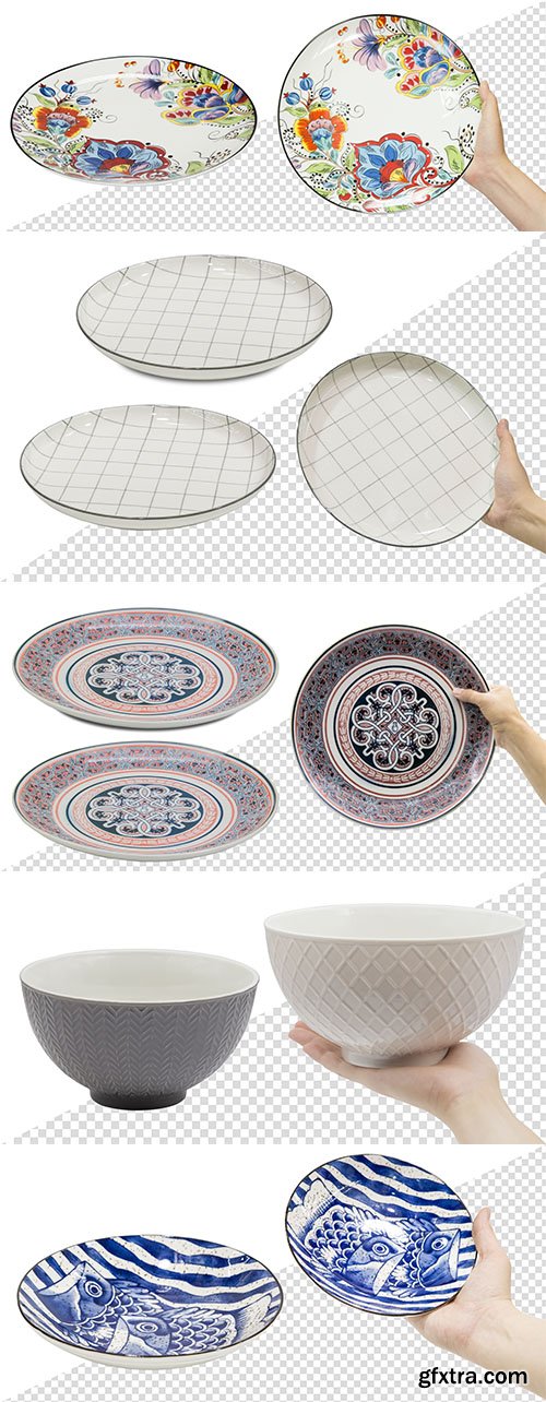 PSD empty ceramic plate in hand isolated from the background PSD empty ceramic plate in hand isolated from the background