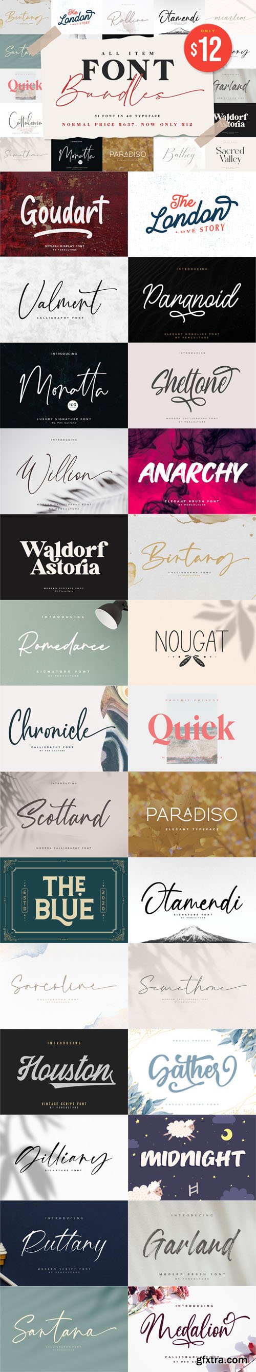 All Item Font Bundles - 51 Premium Fonts All Item Font Bundles - 51 Premium Fonts