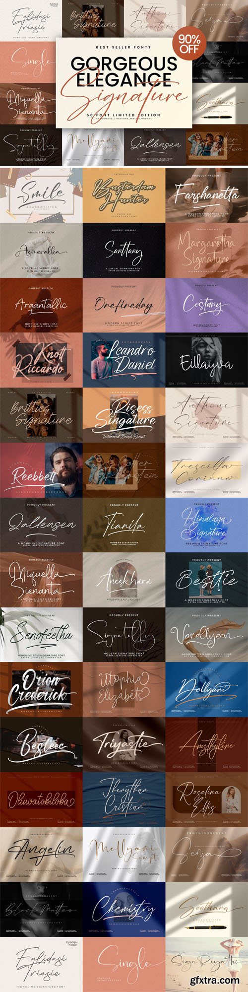 Gorgeous and Elegant Signature Font Bundle - 50 Premium Fonts Gorgeous and Elegant Signature Font Bundle - 50 Premium Fonts