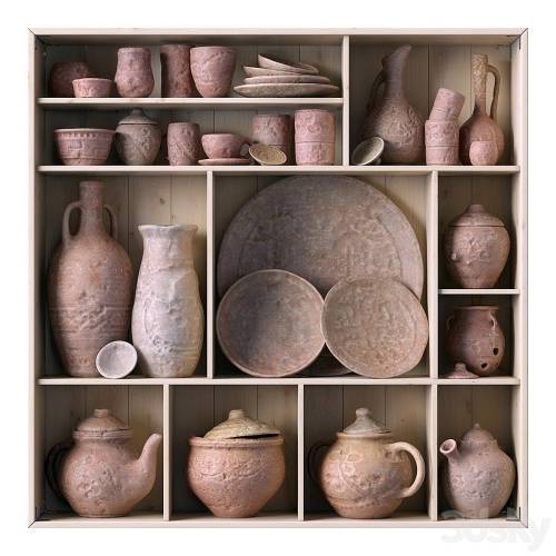 '3dsky Pro - Dishes clay rack n14 / Rack with clay dishes no.14'