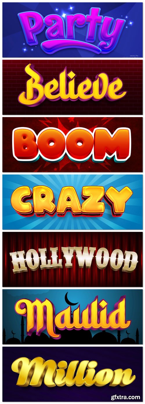 Vector editable text effect, font style vol 7