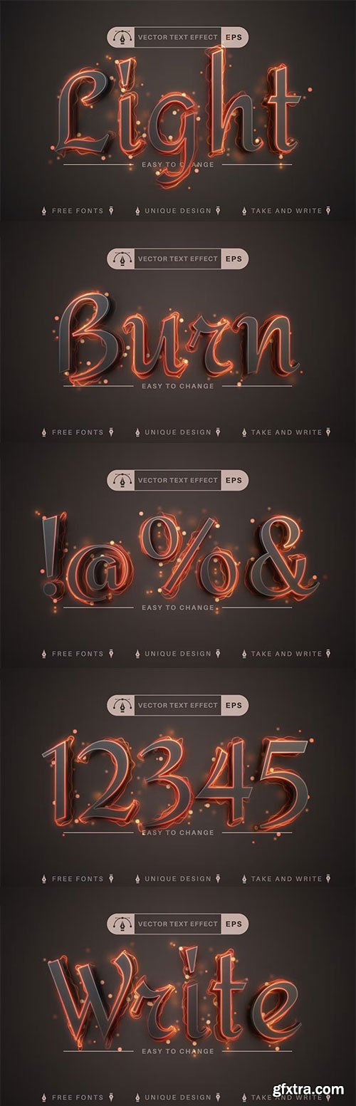 Fire Light - editable text effect, font style