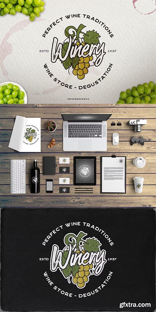 Winery Vintage Logo Retro Wine Badge