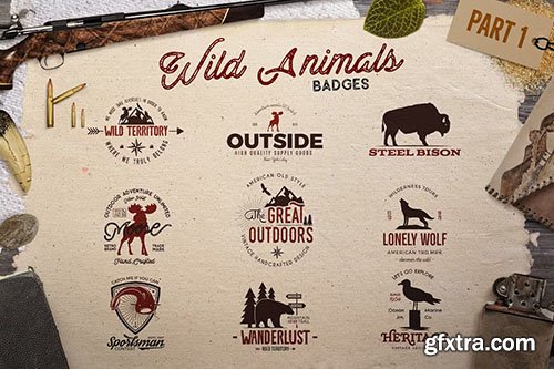 Wild Animals Vintage Logo Camp Badges Part 1
