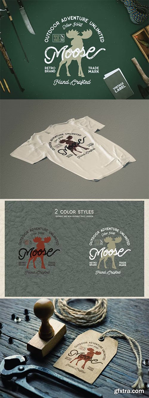 Moose Vintage Logo Template Label