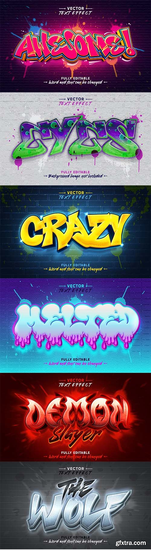 Glow graffiti art style editable vector text effect