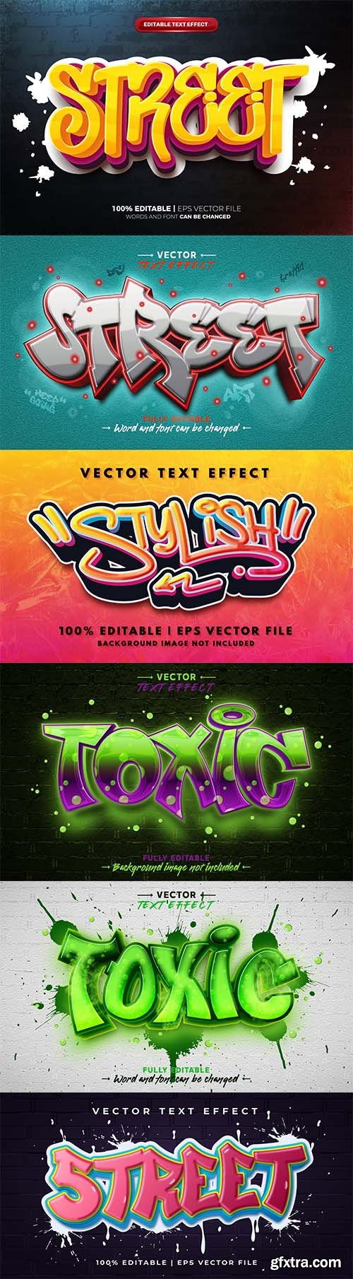 Street graffiti 3d editable vector text effect style