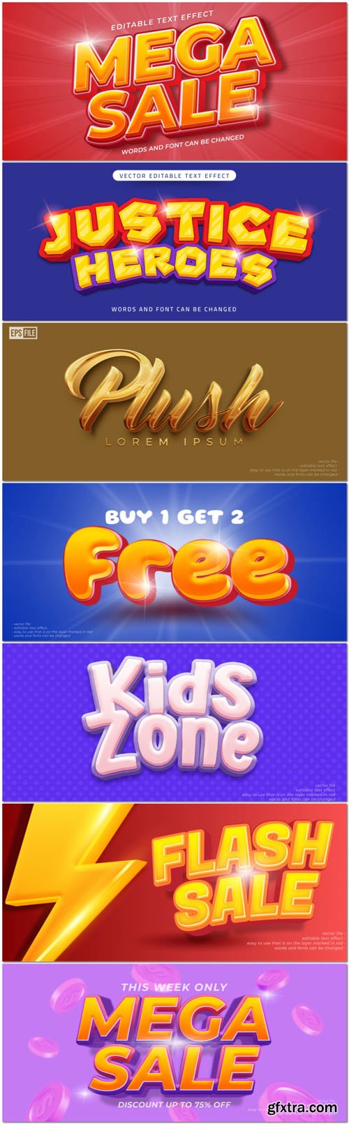 Vector 3d text editable, text effect font vol 32