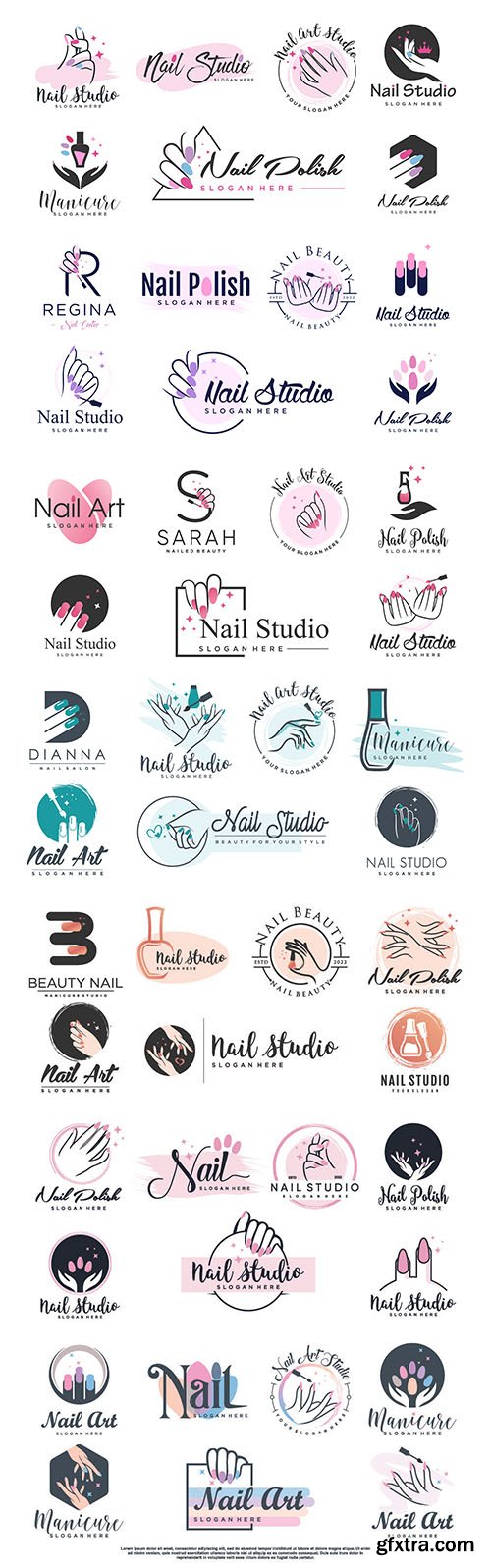 Vector nail salon icon logo design vector with creative unique style premium vector