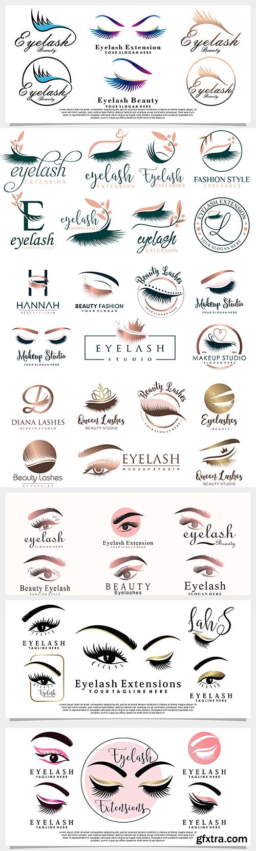 Vector set of eyelash logo design with beauty concept