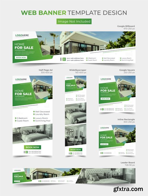 Vector modern real estate house social media post web banner and web ads template design bundle