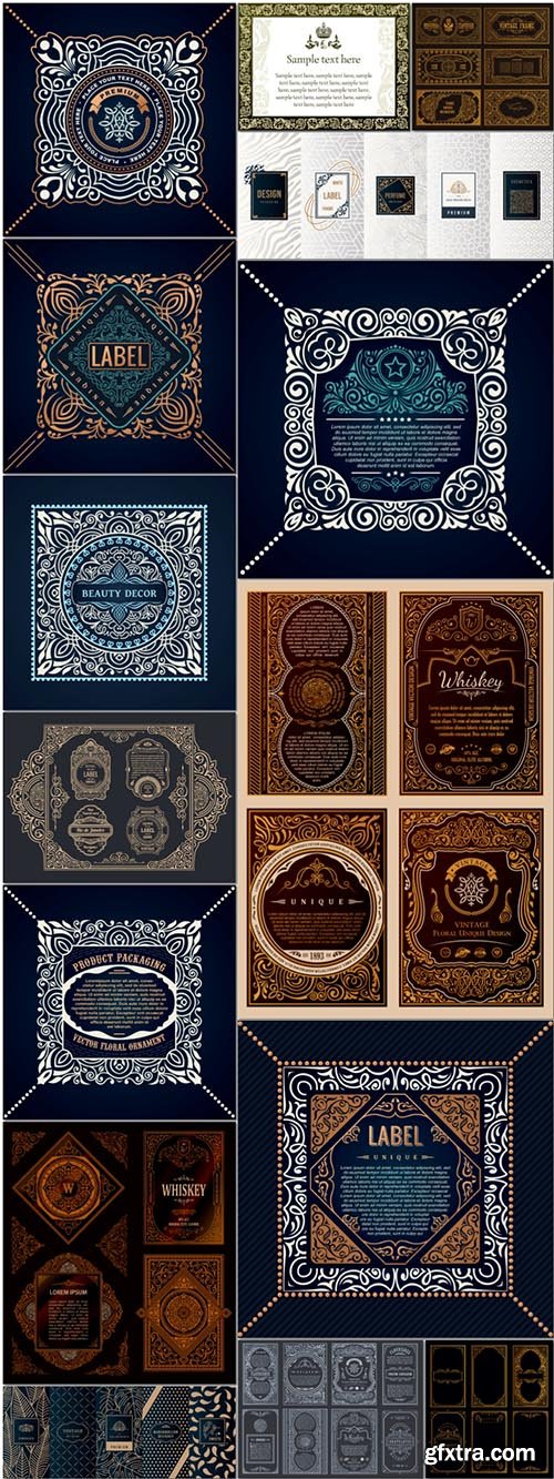 Vector vintage set labels, frames, logo, packaging luxury design
