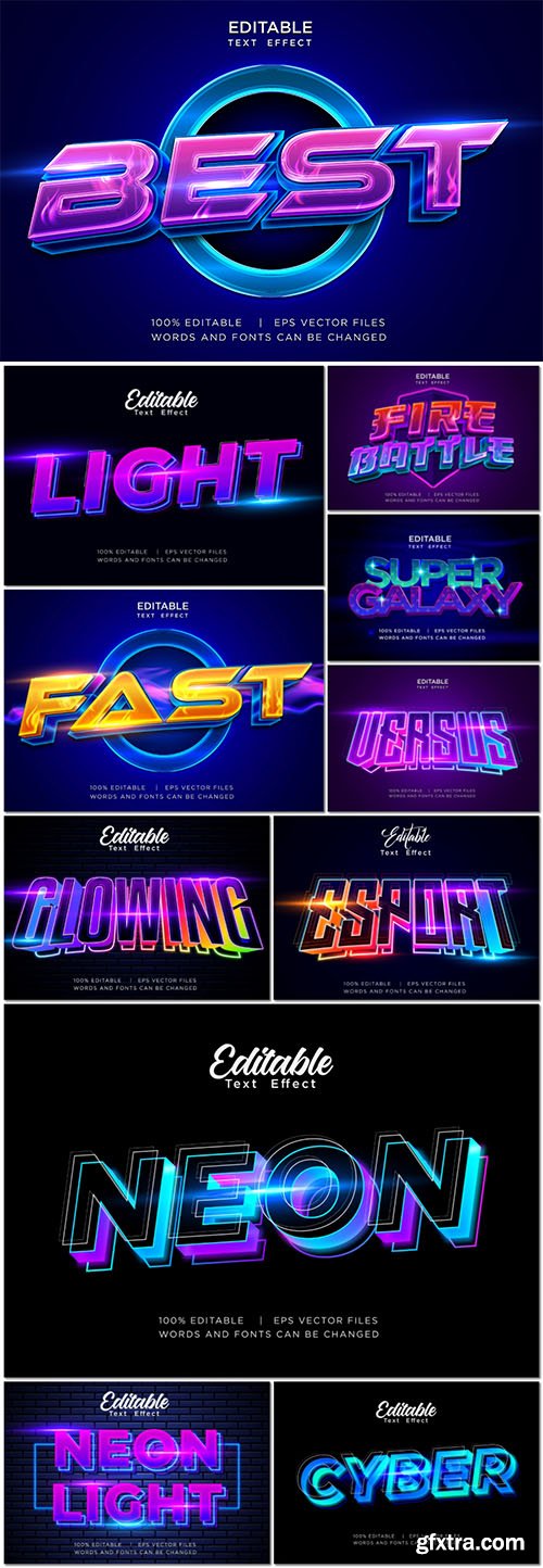Glowing neon vector text effect